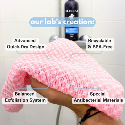 Serviette de douche exfoliante antibactérienne