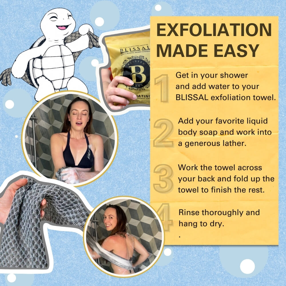 Serviette de douche exfoliante antibactérienne
