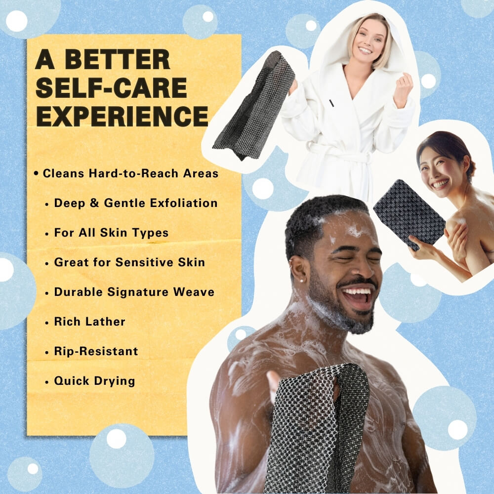 Serviette de douche exfoliante antibactérienne